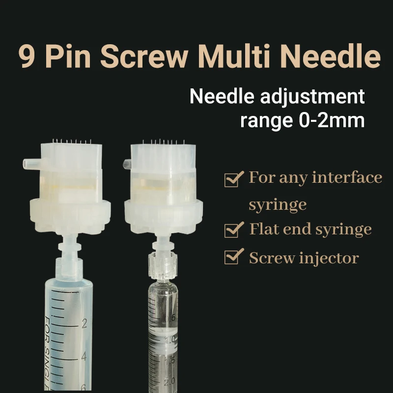 

Meso Therapy Needle 9 Pins Screw Multi Needle 32G 0-2mm For Adjustable Needle Length Plurvel Meso Gun Pressure Mesotherapy Gun