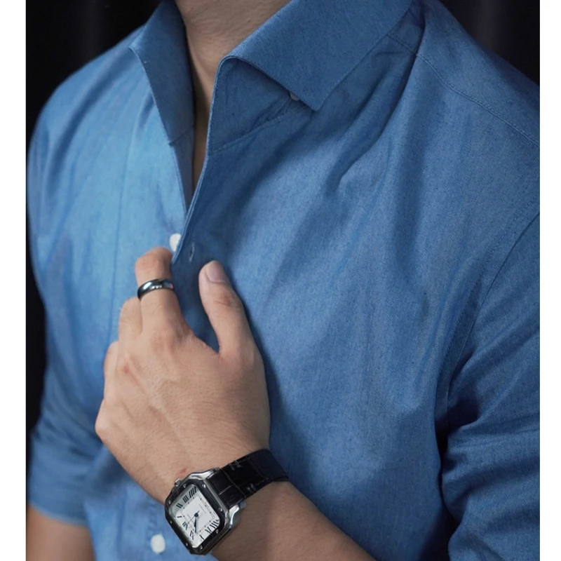 

New Men's European and American-style Retro Lightweight Business Cotton Denim Shirt for Fashionable and Casual Shirts for Men