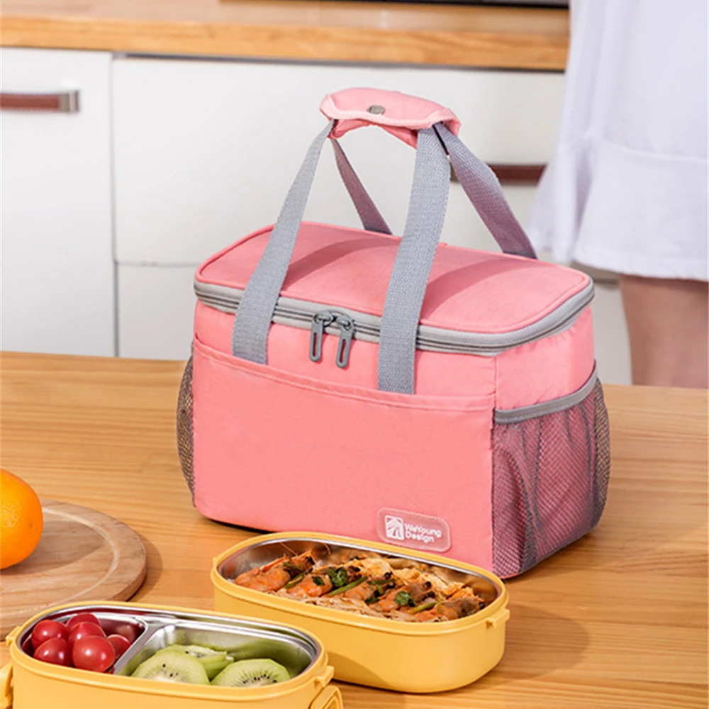 

Macaron Lunch Box Bag Large-capacity Thermal Insulation Pack With Handle Simple Modern Travel Outing Fresh-keeping Bento Handbag