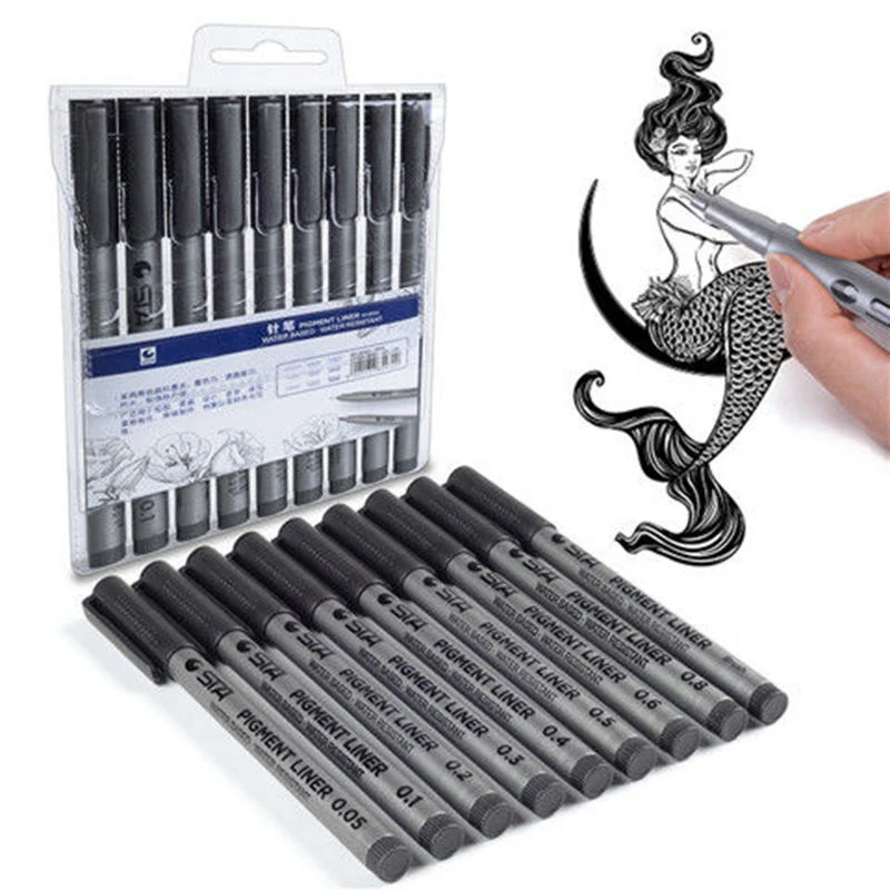 Brush Pen Painting Line Drawing Black Fine Tip Sketch Pens P