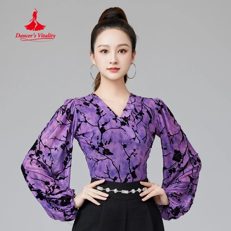 Женские костюмы для выступлений и латиноамериканских танцев Топ с длинным