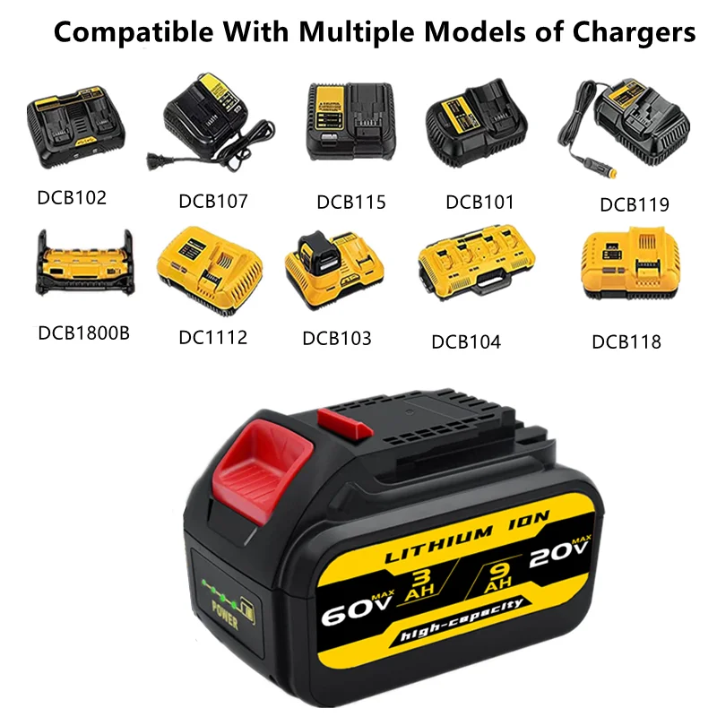 9 0 Ач 20 в/60 В Макс. DCB606 Замена Dewalt В/60 Flexvolt. Аккумуляторная батарея для