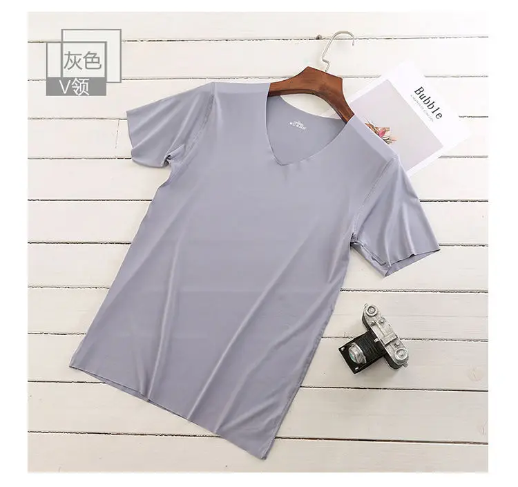 Мужская Летняя бесшовная футболка большого размера с коротким рукавом и