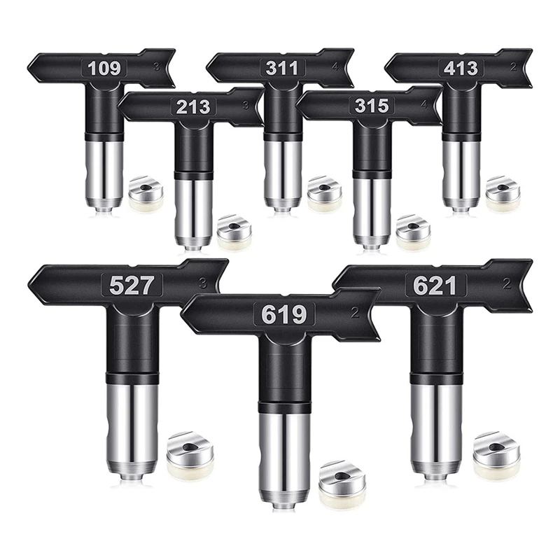 

8 Pieces Paint Sprayer Tips Reversible Spray Tip Airless Spray Nozzles Tips Airless Sprayer For Homes Buildings Garden
