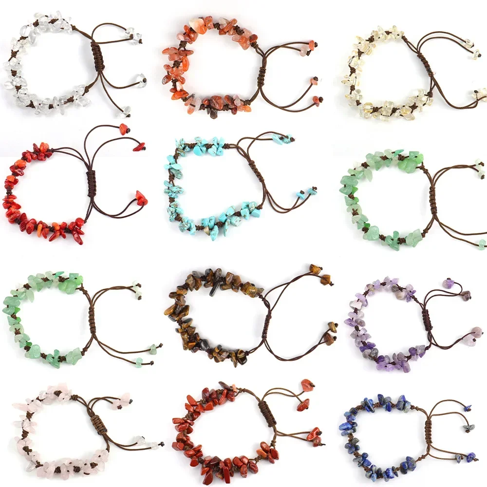 Двухслойные браслеты ручной работы из натурального камня неправильной формы с