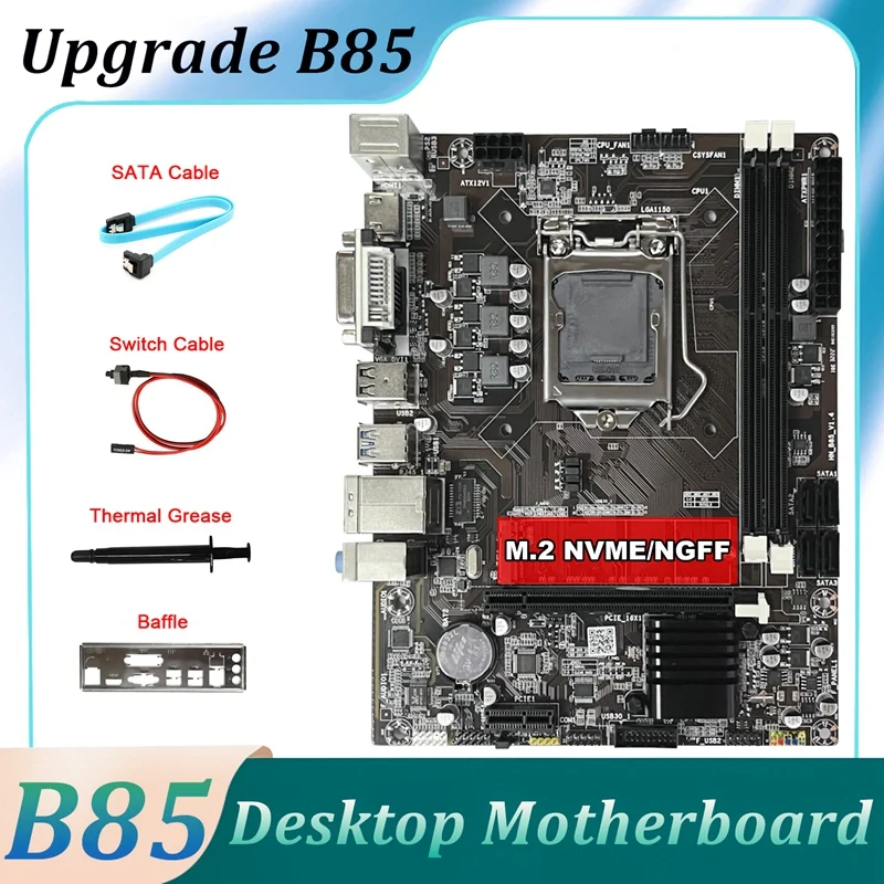 

B85 Desktop Motherboard +SATA Cable+Switch Cable+Baffle+Thermal Grease LGA1150 DDR3 M.2 NVME DVI VGA HD For 4Th 1150 CPU