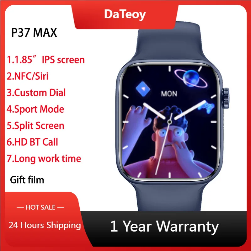 

2022 NFC SmartWatch Men Women Iwo 14 Pro Series 7 P37 Max Smart Watch Wireless Charging Bluetooth Call IP68 Reloj PK W27 HW57