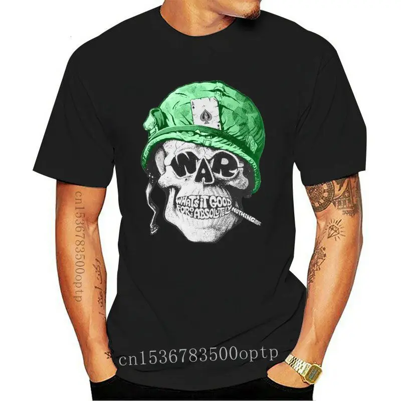 

Camiseta con cuello redondo para hombre, camisa informal con estampado de calavera de guerra, Whats GOOD UNISEX, verano, 311