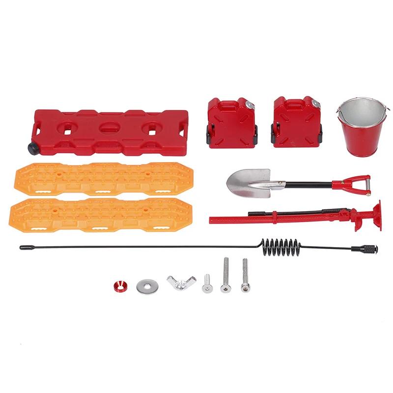 

7in1 Self-Help Board Fuel Tank Box Bucket Antenna Fuel Box Shovel Lifting Jack for Traxxas HSP Redcat Rc4wd Tamiya SCX10 RC Car