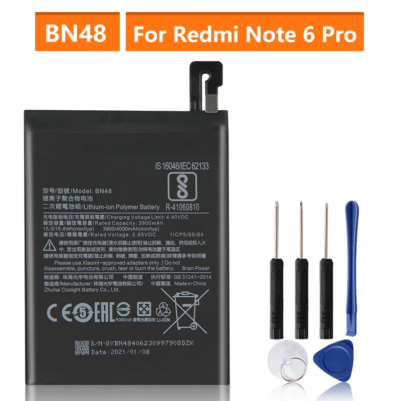 

Сменная батарея для Xiaomi Redmi Note 6 Pro Note6 Pro BN48, аккумуляторная батарея для телефона 4000 мАч