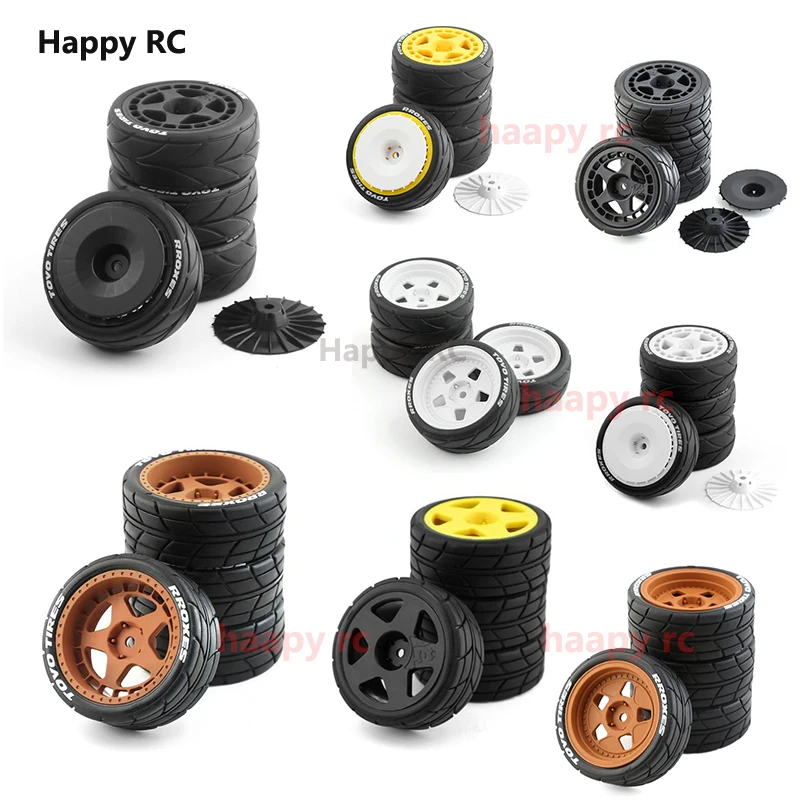 

4Pcs Rubber Tire Wheel Tyre For Tamiya TT01 TT01E TT02 TT02B XV01 TA06 PTG-2 1/10 RC Car Upgrades Parts Accessories Happy RC