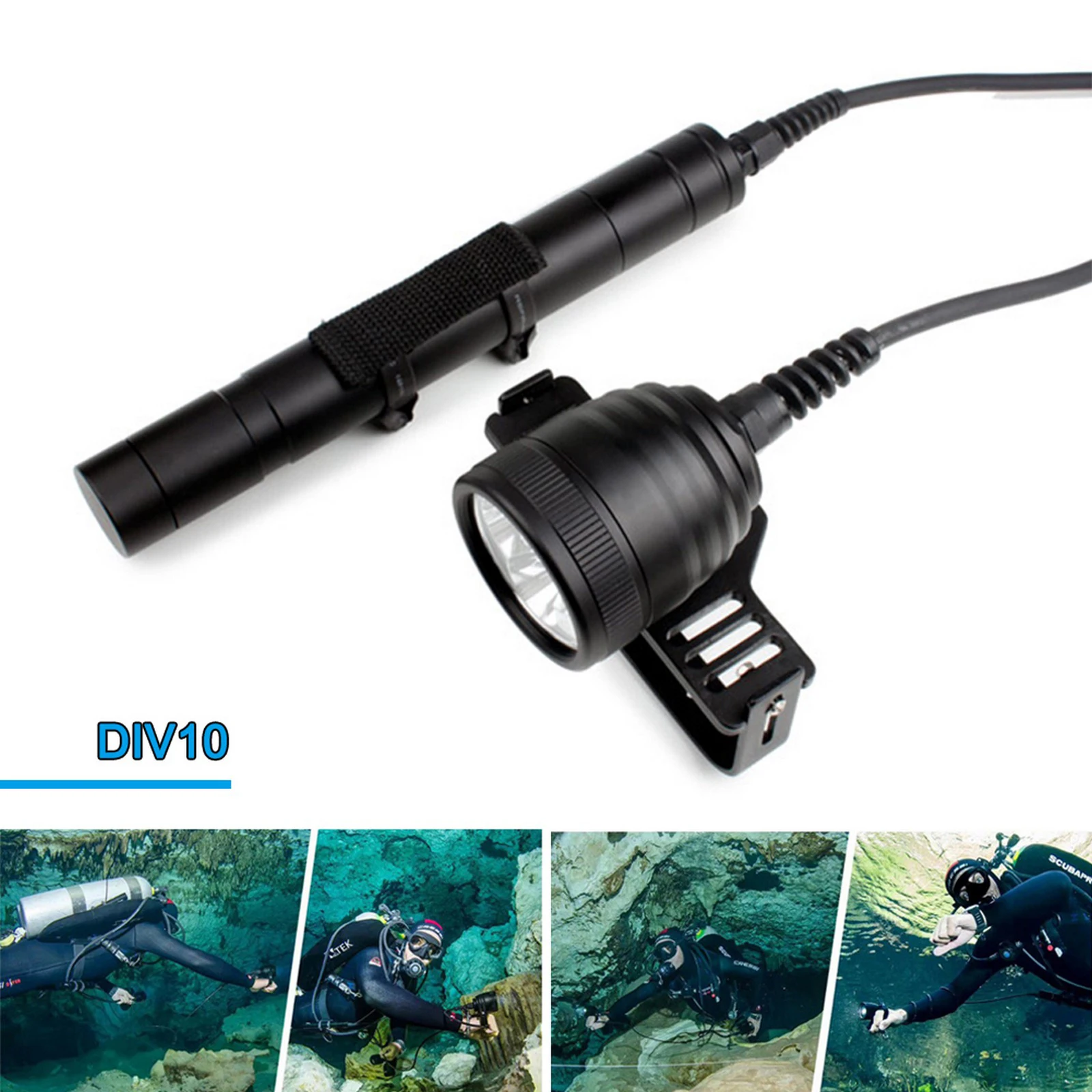 3000lm Diving Flashlight Detachable Scuba Diving Torch Underwater LED Light With Hand rope Diving Photography Accessory