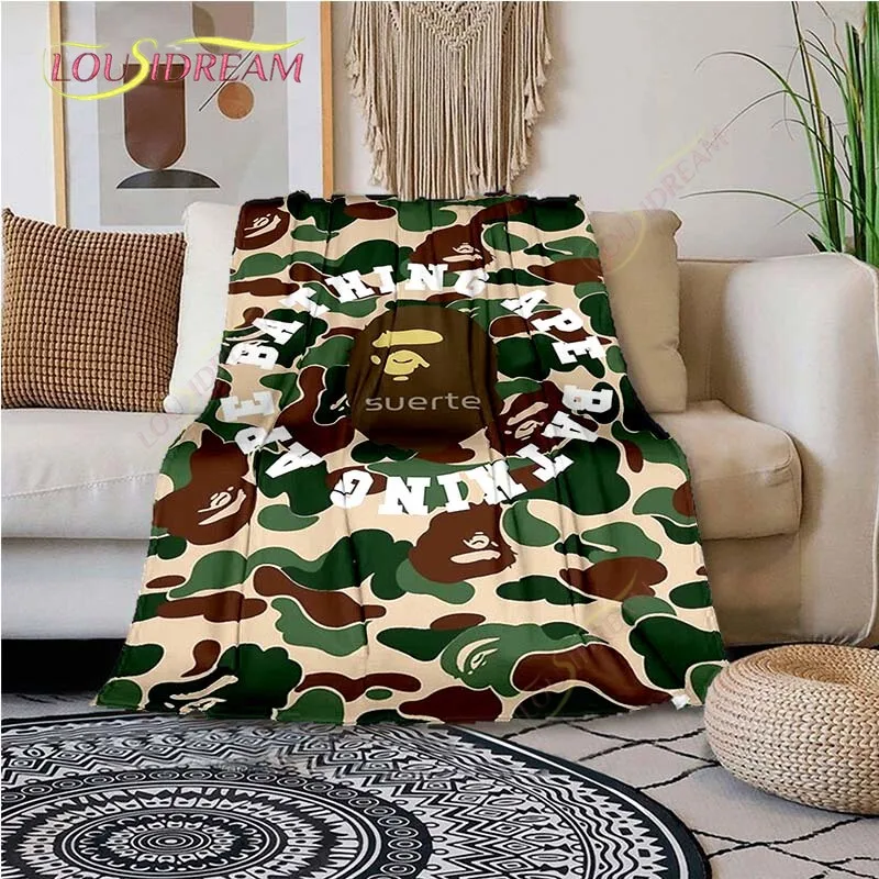 

Fashion Bape Flannel Throw blanket Children and adults Gift Fluffy Fleece blanket for Bedroom Bed Sofa Travel Camping Washable