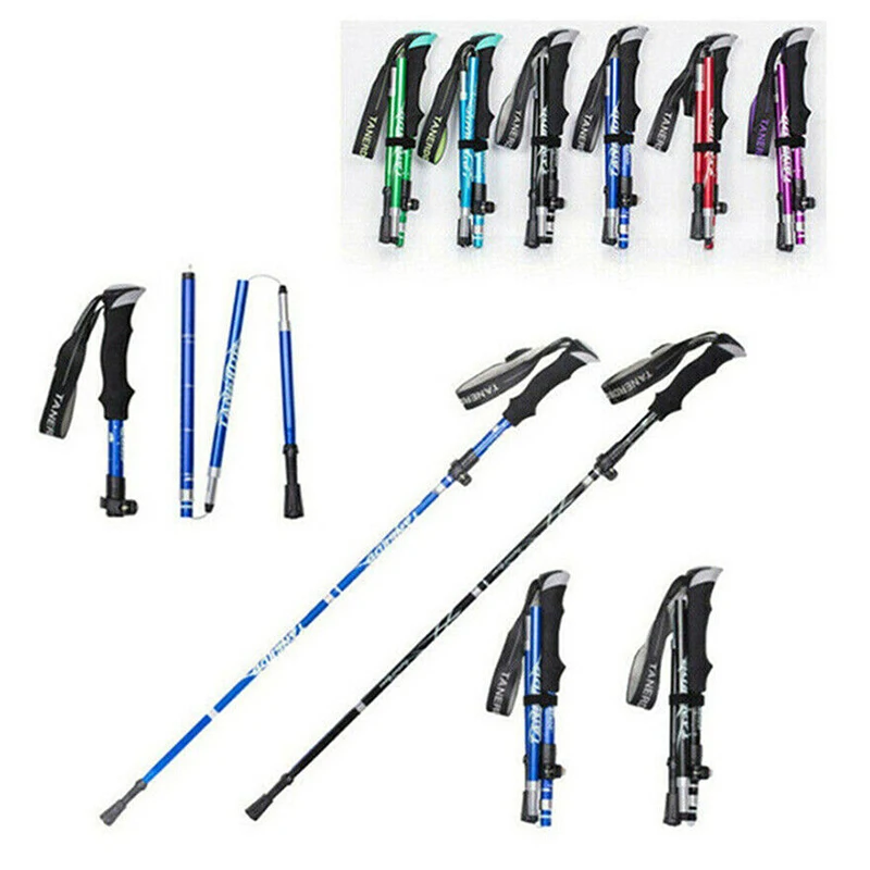 

Camping Gear Outdoor Ultralight Hiking Trekking Poles Collapsible Nordic Climbing Stick Portable Telescopic Walking Stick 2pcs