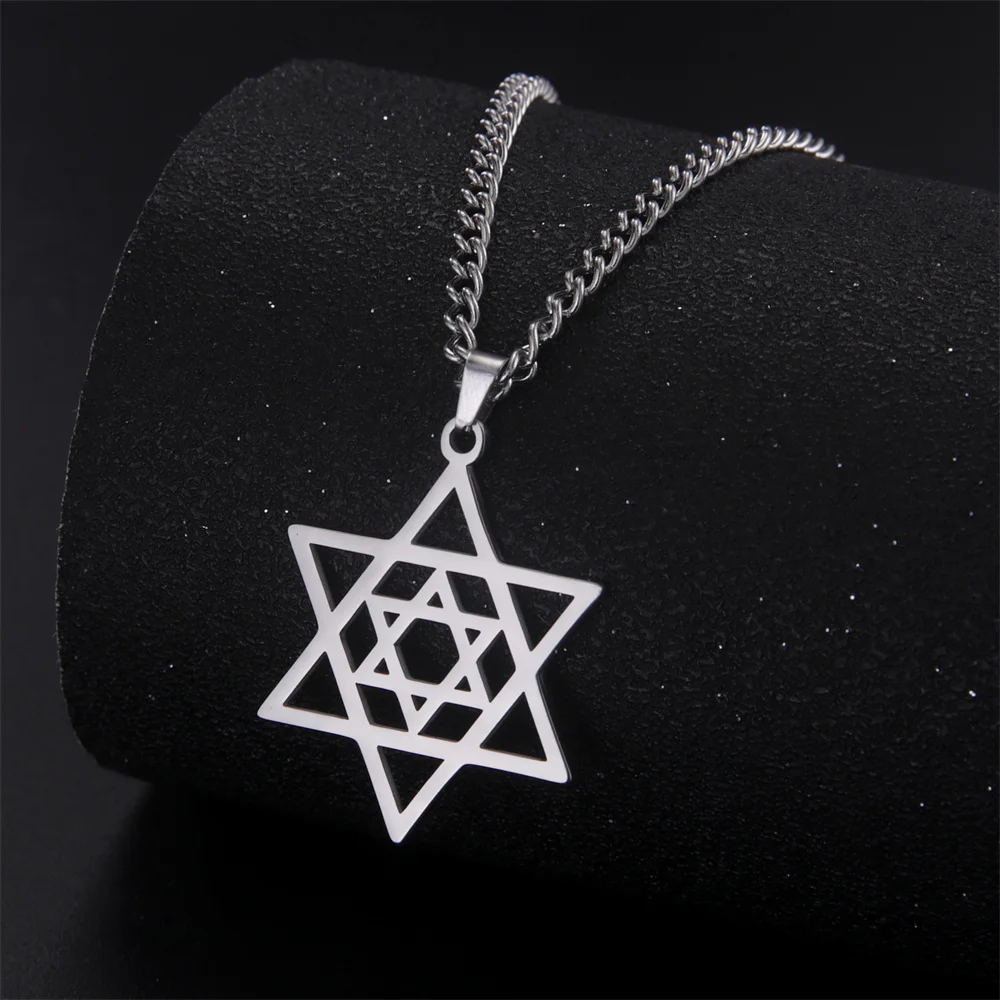 

My Shape Trend Star of David Pendants Necklace for Men Women Stainless Steel Choker Chain Classic Israel Jewish Jewelry Amulet