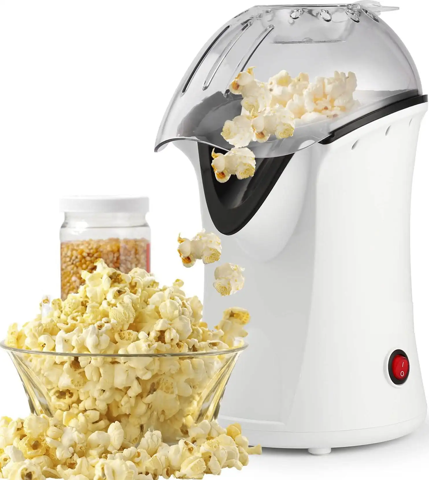 

1200W Hot Air Popcorn Popper Machine Electric Popcorn Maker with Measuring Cup and Removable Top Cover, No Oil Needed