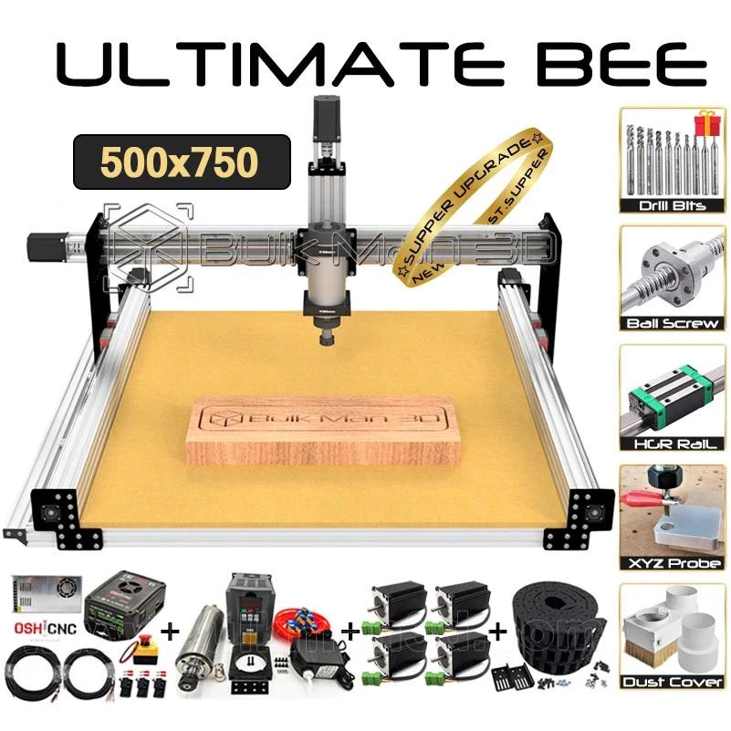 

BulkMan3D 500x750mm ULTIMATE Bee Full Kit Wood Engravering Machine Upgraded Ball Screw Quiet Transmission WoodWorking CNC Router