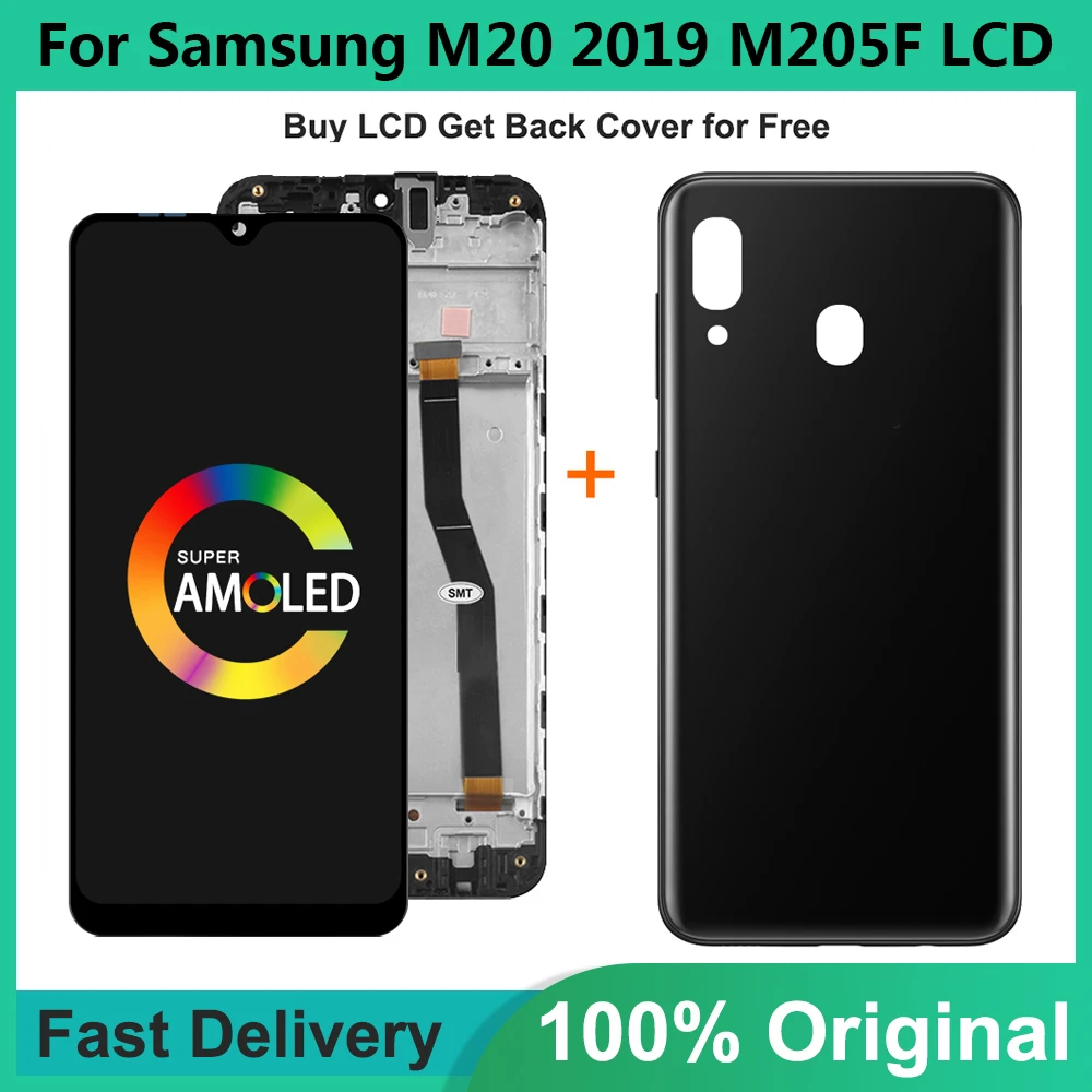 Оригинальный дисплей 6,3 'для SAMSUNG Galaxy M20, 2019 дюйма, цифровой преобразователь сенсорного экрана в сборе, Замена для SAMSUNG M20 LCD