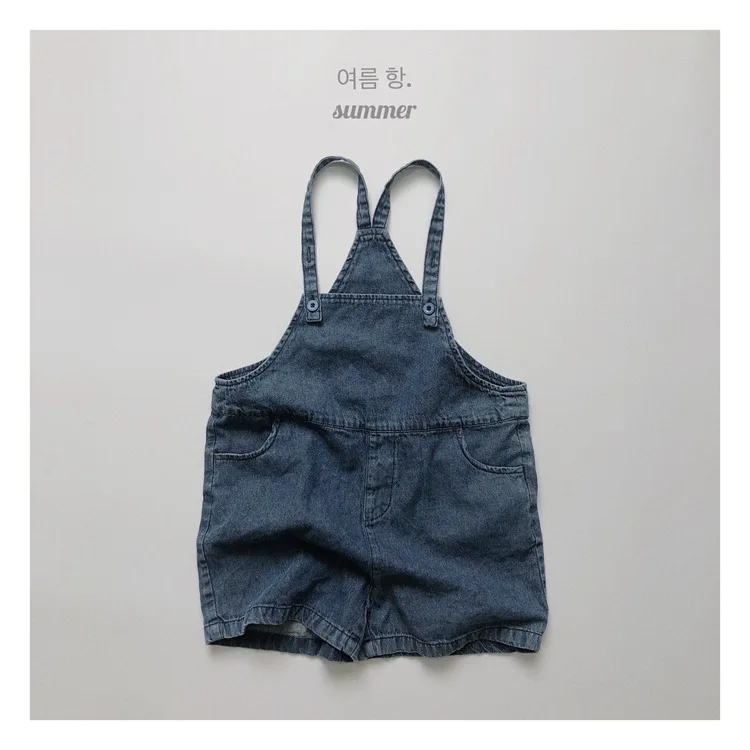 

2022 Kids Overalls Elastic Waist Above Knee Length Loose Straight Simple Fashion Modern Casual Summer Children Unisex