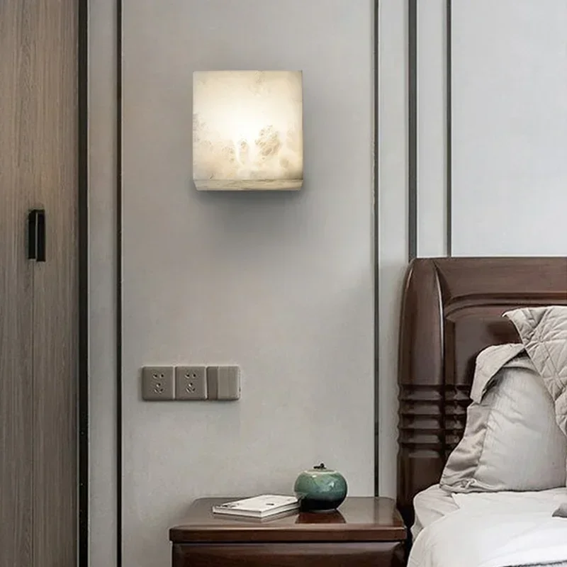 Высококачественный кубический мраморный настенный светильник из натурального