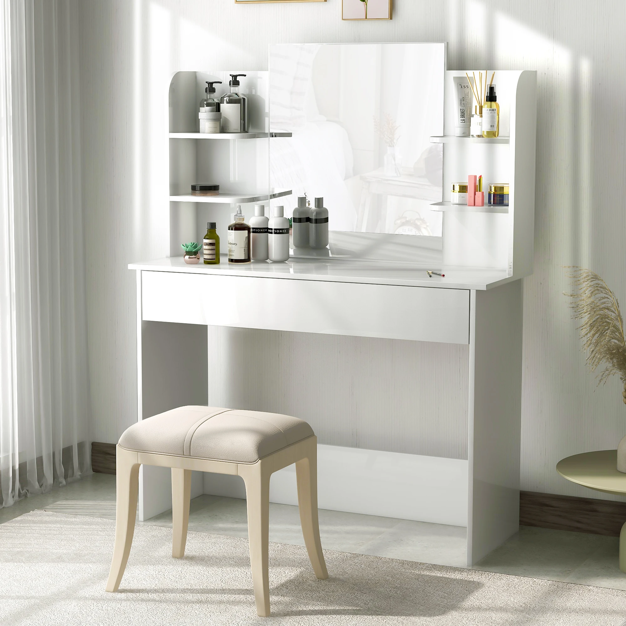 

Dressing table Makeup Tables with Large Mirror Makeup Vanity Table Bedroom Cabinets Headdresses Toiletries Storage Furniture