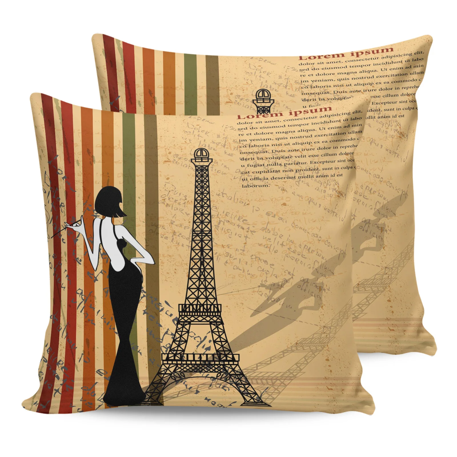 

2PC Pillowcase Eiffel Retro Style Sofa Cushion Cover Bedding Dakimakura Pillow Cover For Bed House Home Decorative Pillow Cases