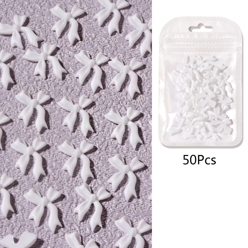

50pcs Classic Bow DIY Nail Art Jewelry Manicure Accessories 3D Bowknot Decorations for Phones Glasses Body Art Shoes