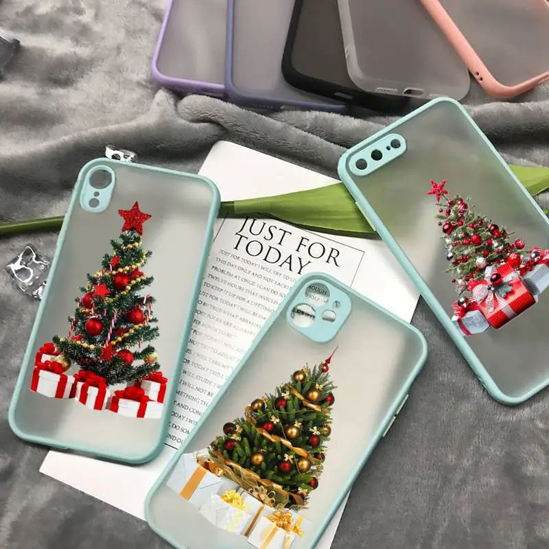 

Christmas Tree New Year's Gift Phone Case matte transparent For iphone 7 8 11 12 13 plus mini x xs xr pro max cover