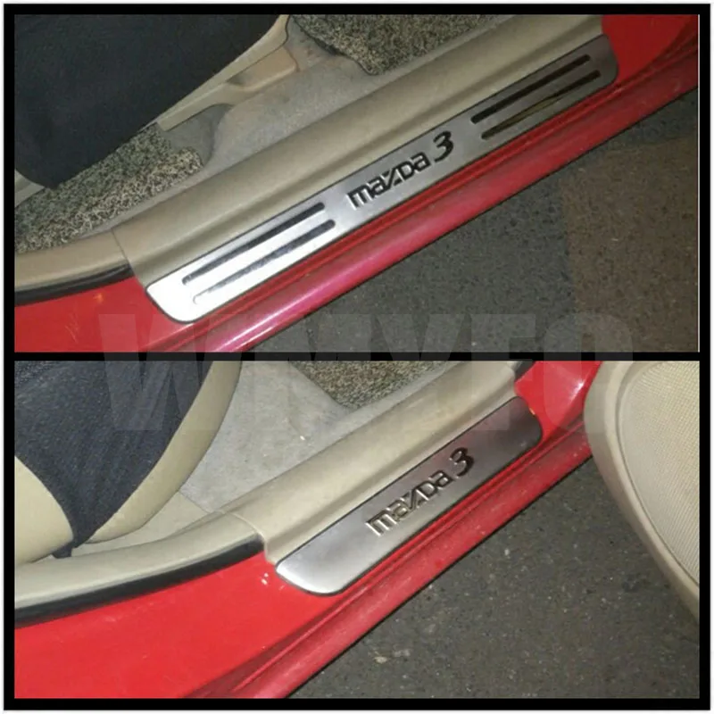 

Автомобильные аксессуары, Накладка на порог, защитная накладка на педаль, стикер из нержавеющей стали для Mazda 3 BK 2003-2008