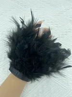 fluffy fur feather cuffs women real fur ostrich feather arm cuff fashion suit top hand cuffs accessories snap bracelets 35 color