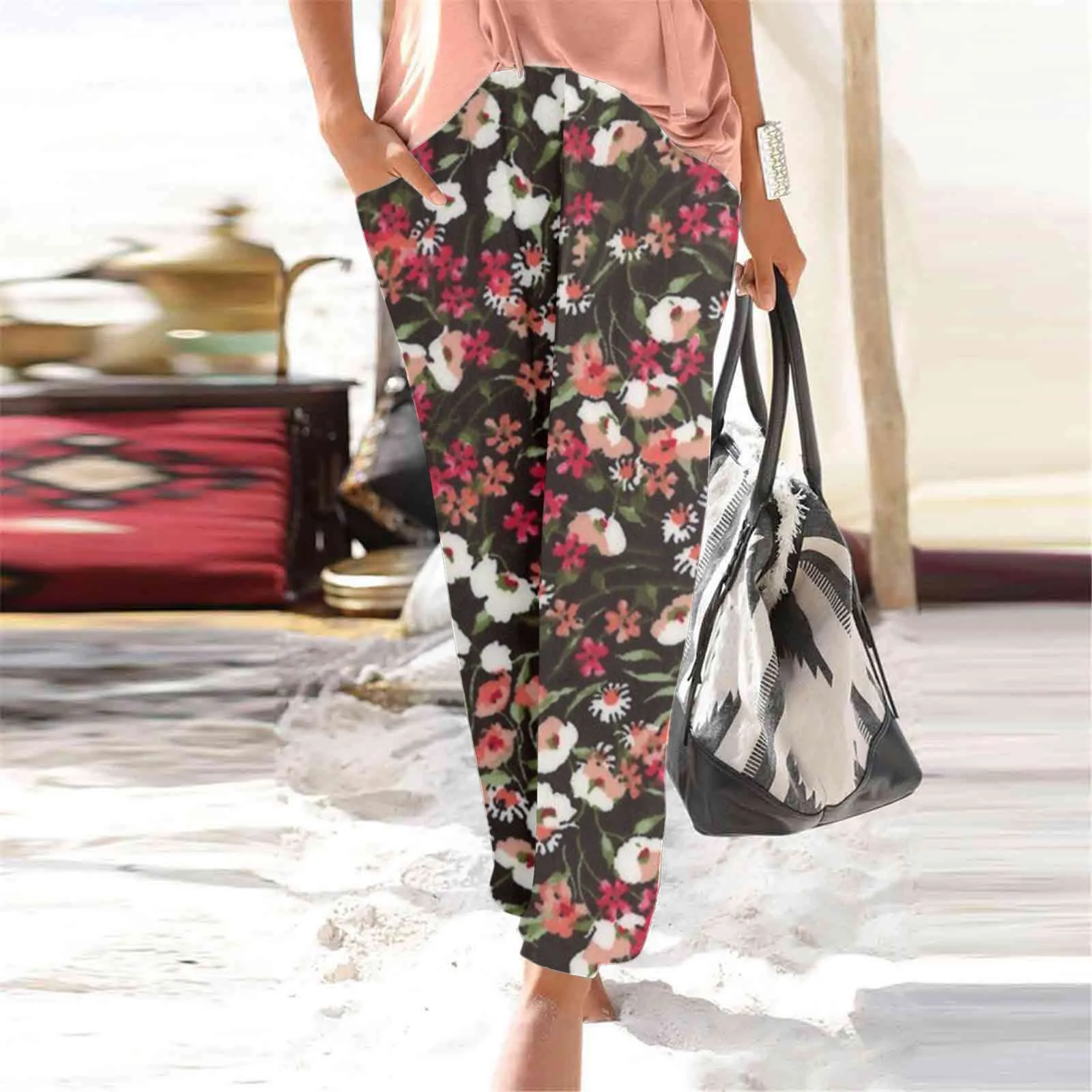 Summer Floral Print Wide Leg Pants New Vintage Boho 2023 High Waist Loose Long Women Trousers Casual Lady Holiday Beach Pants