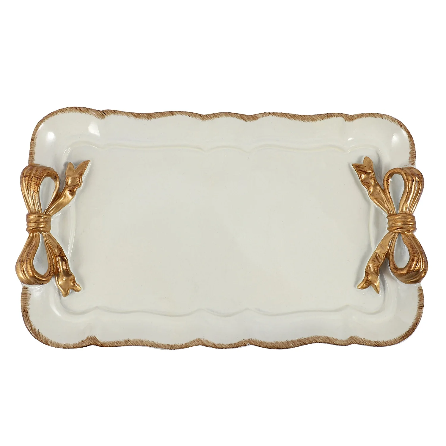 

European Style Bow Cake Storage Trays Makeup Organizer Dessert Plate Square Decor Tray Kitchen Storage Trays 12X20cm