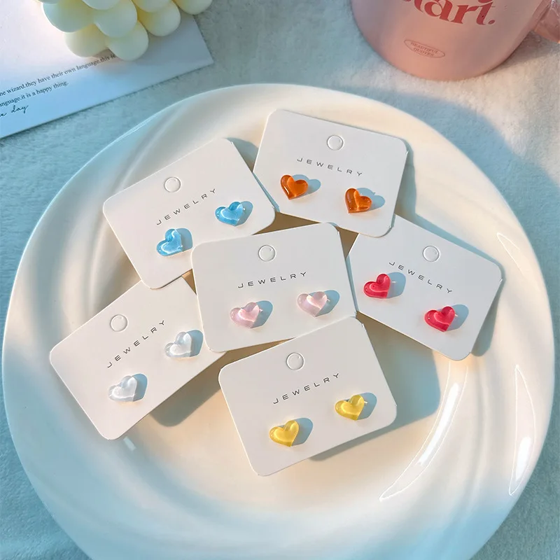 

Resin Heart MOONLIGHT Stud Earrings Women Korean Simple Imitation Opal Peach Brincos Jewelry Christmas Gift