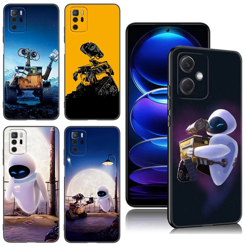 Черный силиконовый чехол для телефона с рисунком робота WALL-E Xiaomi Redmi Note 10 11 11S 12 13 Pro