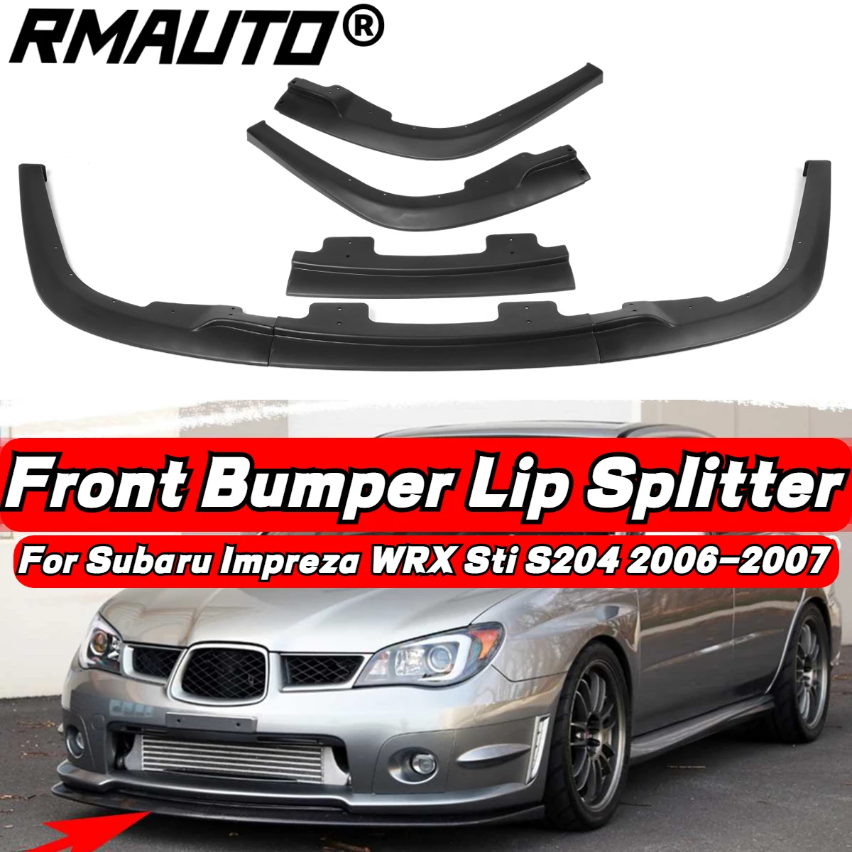 3 pezzi auto paraurti anteriore Splitter Spoiler Splitter deflettore labbra copertura Trim Kit corpo per Subaru Impreza WRX Sti S204 2006-2007