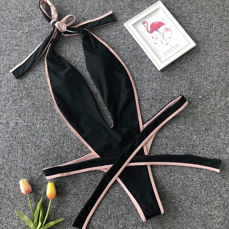 Casual Women's Swimsuit 2023 Summer Beachwear Sexy Monokini 1 Piece Women Bathing Suits Halter Neck Beach Swimwear New Swimsuits