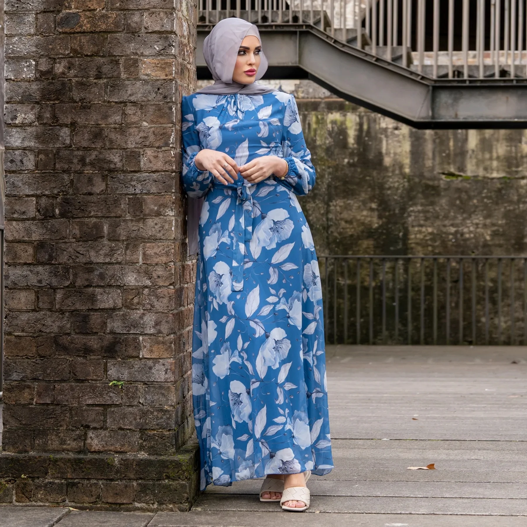 

Turkish Abaya Women Dubai 2022 Islam Long Dress Robe Malay Indonesian Muslim Printed Stand Collar Dress Moroccan Caftan Kaftan
