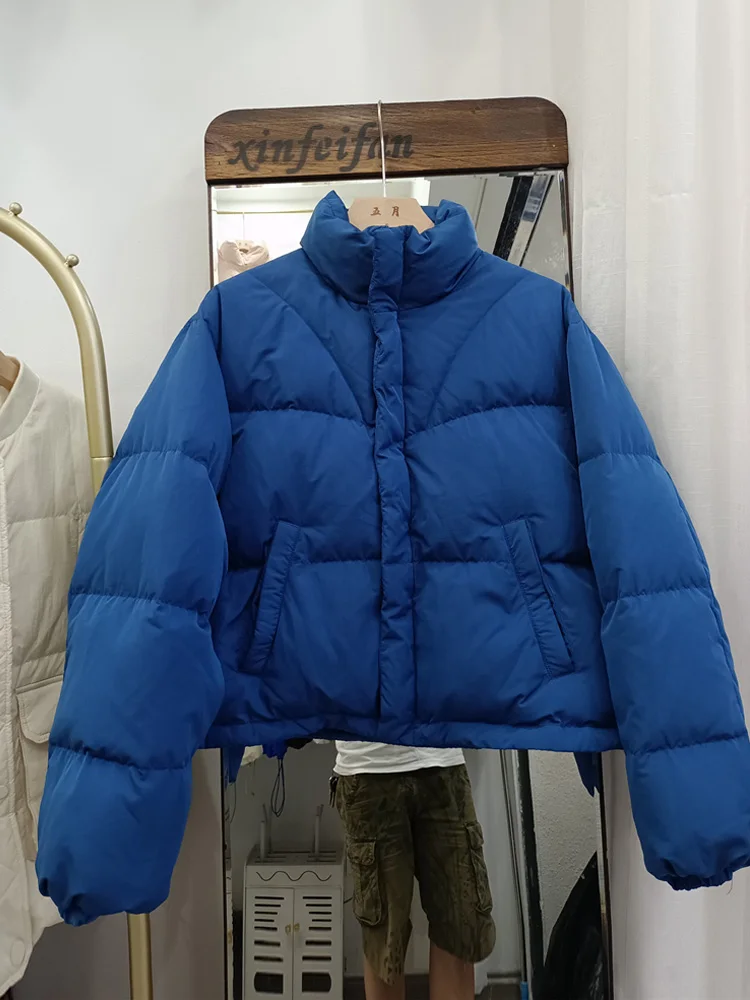 

Janveny New 2022 Women's Winter Fahion Puffer Jacket 90% Duck Down Coat Long Sleeved Casual Short Female Loose Feather Parkas