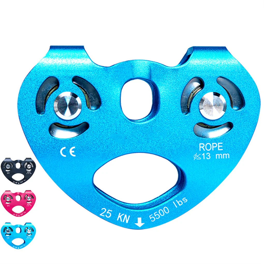 

Zip Line Trolley Dual Pulleys Caving Tool Rope Fixator 25KN Tandem Wheels Climbing Pulley for Outdoor Use Red