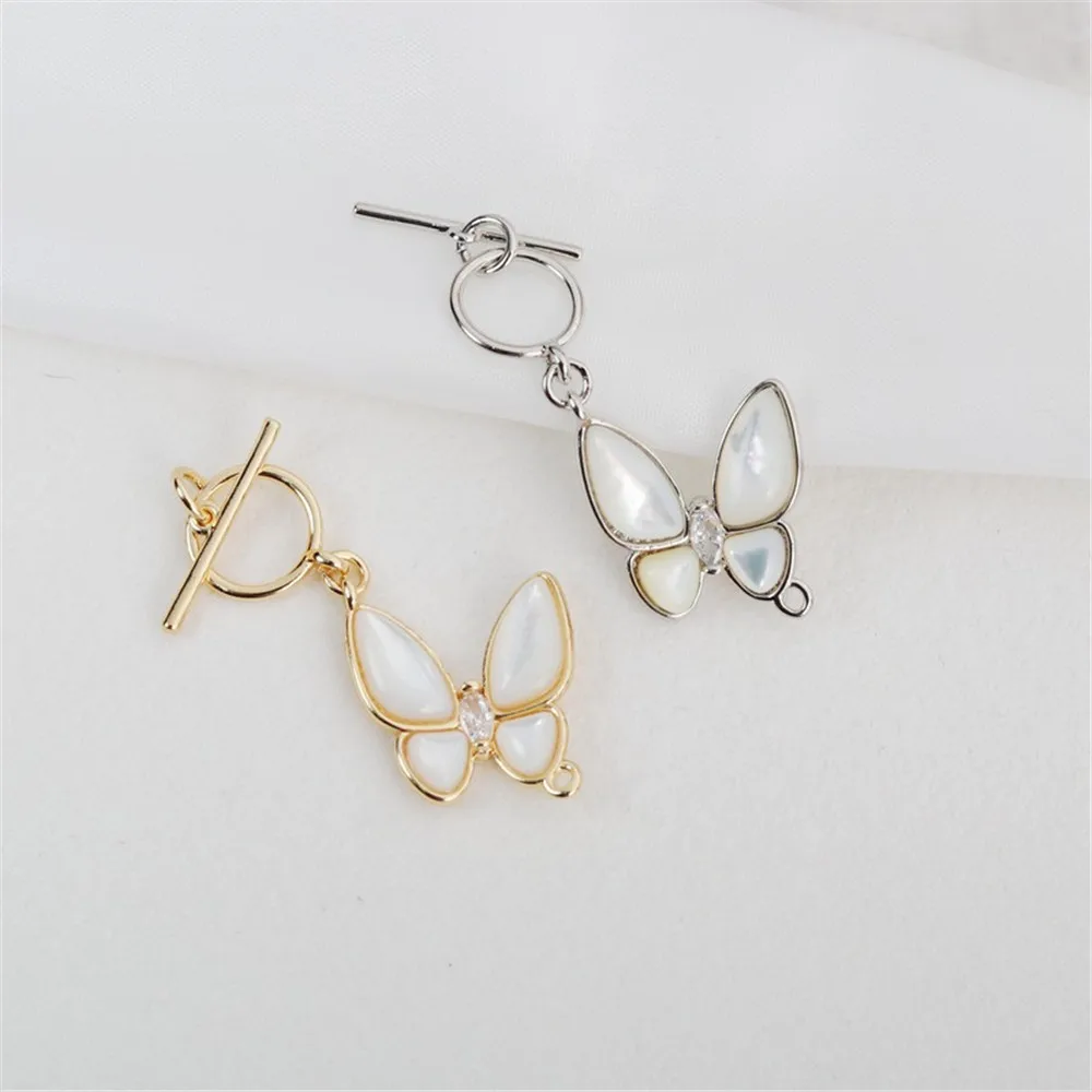 14K позолоченный галстук-бабочка в виде ракушки Пряжка для соединения жемчужного