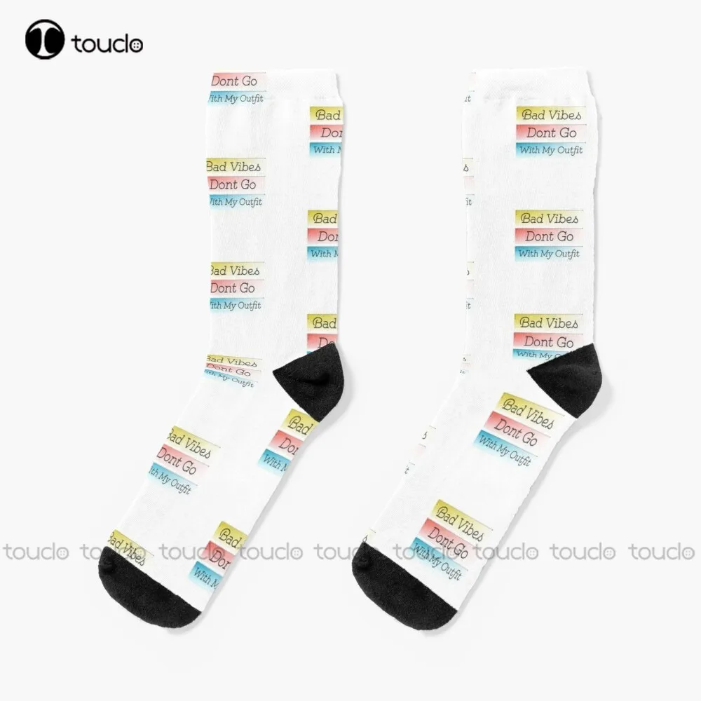 

Bad Vibes Dont Go With My Outfit Socks Red Socks Women Fashion Creative Leisure Funny Art Abstract Oil Painting Socks Cartoon