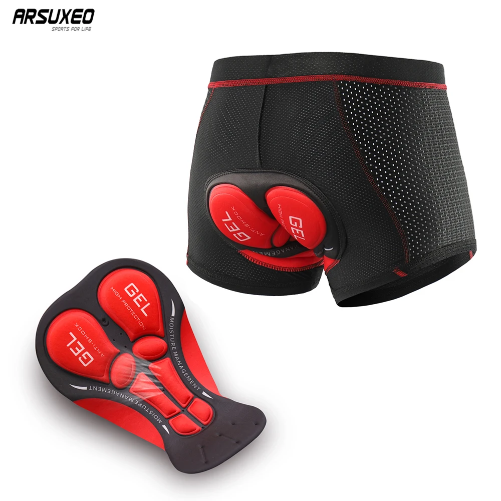

ARSUXEO Men Cycling Underwear Breathable Cycling Shorts Bicycle MTB Road Shockproof Lightweight Undershorts Quick Dry Bike Short