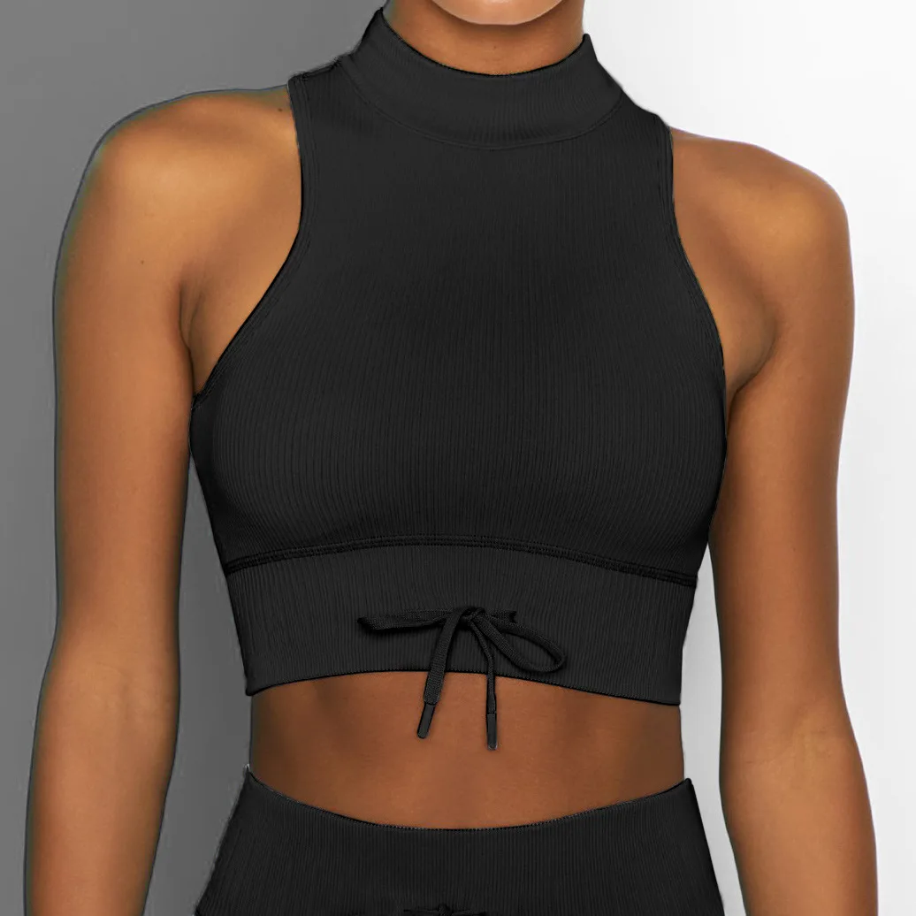 Turtleneck Sports Bra Female Seamless Gather Yoga Underwear Gym Running Sports Fitness Turtleneck Vest Yoga Sexy Top