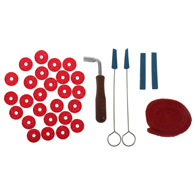 

6Pcs Piano Tuning Lever Tools Kit With 90Pcs Piano Keyboard Felt Front Rail Regulating Punchings Repair Parts
