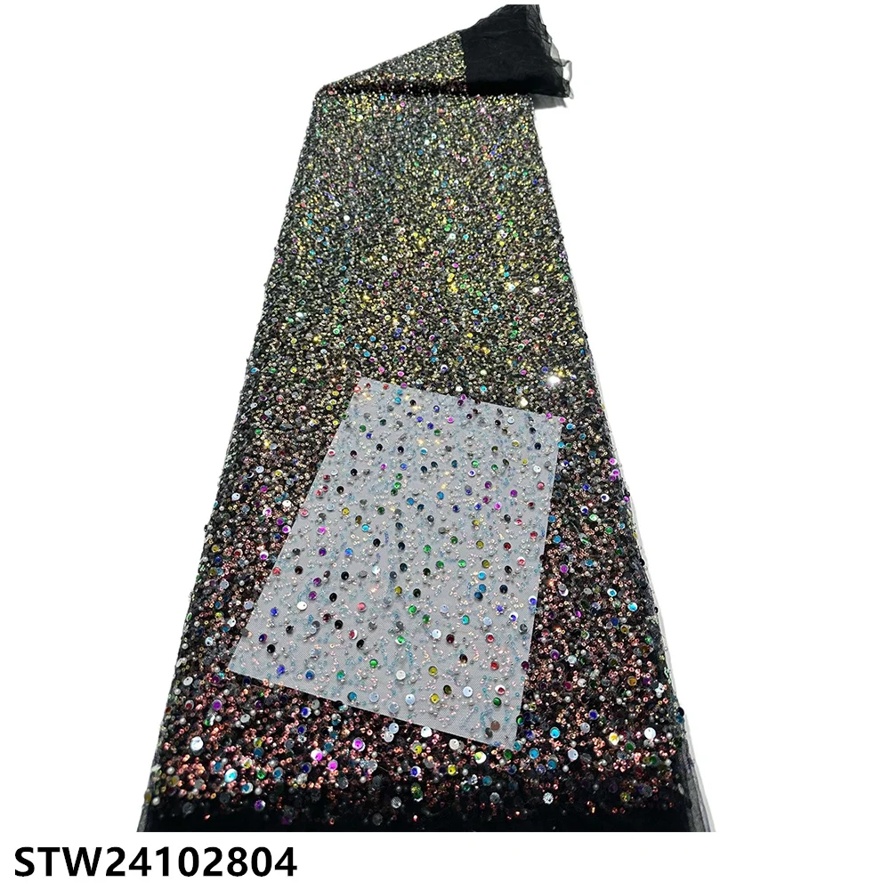 Увлекательная тюлевая кружевная ткань с разноцветными блестками 5 ярдов