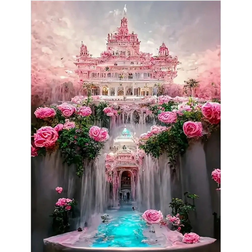 

Набор для алмазной живописи LZAIQIZG DIY 5D, красивый цветочный замок, полностью алмазные украшения стен, искусство, творчество