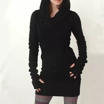 

Autumn Women Hooded Ladies Bodycon Hoodies Pullover Tunic Long Hoody Sweatshirt