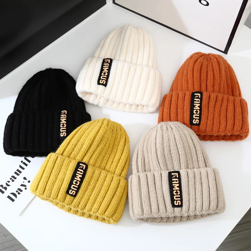 

New Women Men Warm Knitted Beanie Hat Cap Boy Girl Autumn Winter Lady Casual Embroidered Cap Hat Winter Ear Protection Hat