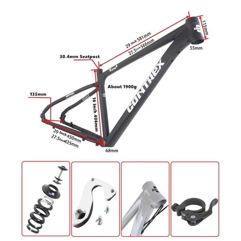 27 5-дюймовая 29-дюймовая рама для горного велосипеда подходит конуса дискового