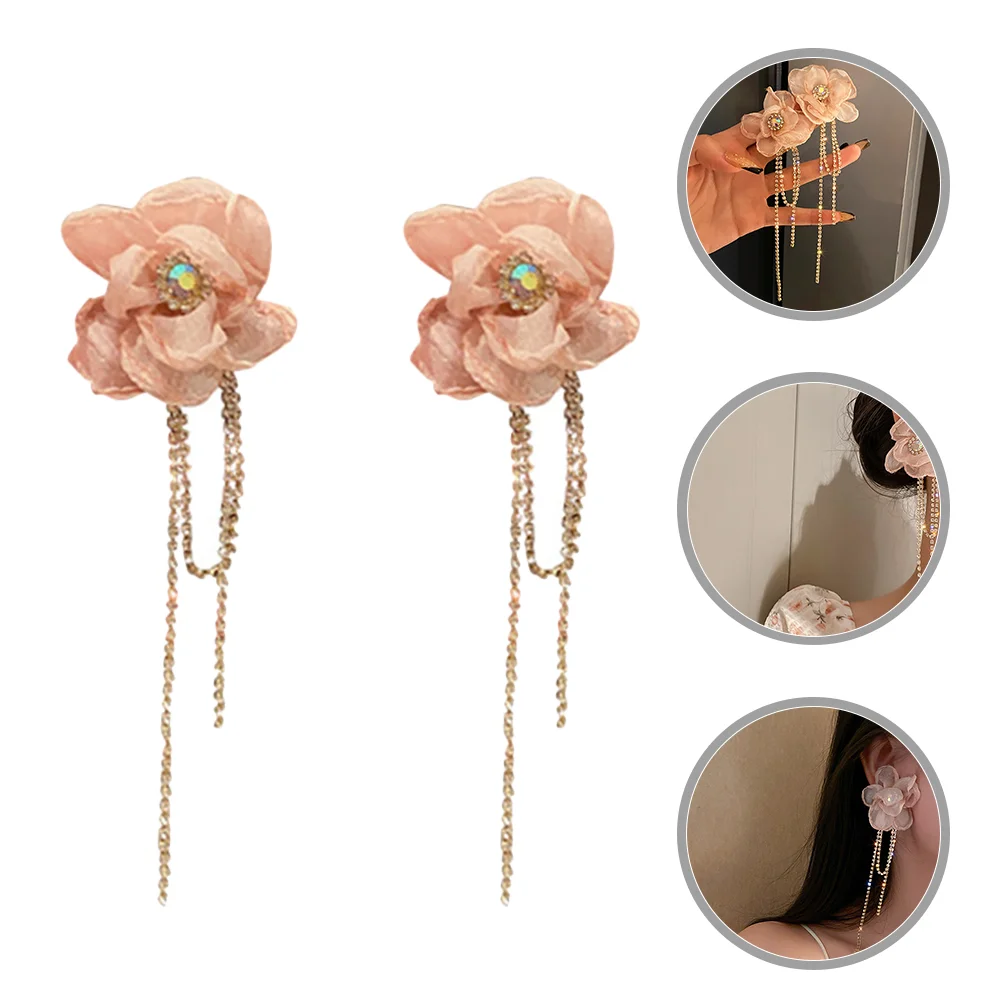 

1 пара сережек в форме цветка, висячие серьги, серьги в форме цветка из сплава, серьги с кисточками